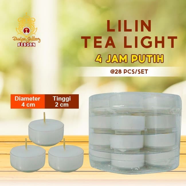 Lilin Tea Light (Tealight) Stearin 4 Jam @28 pcs/set Putih