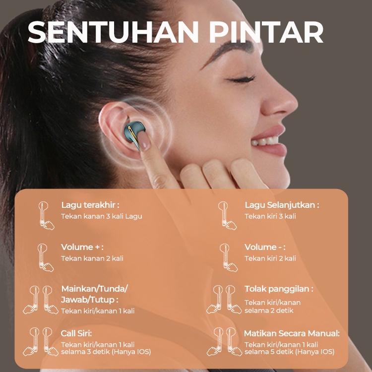 LANGSUNG KIRIM.. Basike Headset Gaming TWS Bluetooth Earphones Noise Cancelling With Mic Wireless Ea