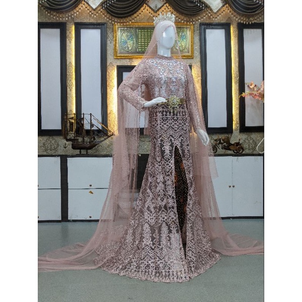 kebaya akad berekor/kebaya pengantin modern/kebaya pengantin akad