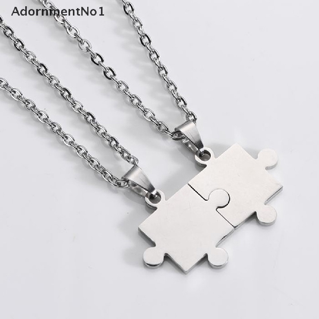 (AdornmentNo1) 1 Pasang Kalung Rantai Dengan Liontin Puzzle Untuk Pria / Wanita