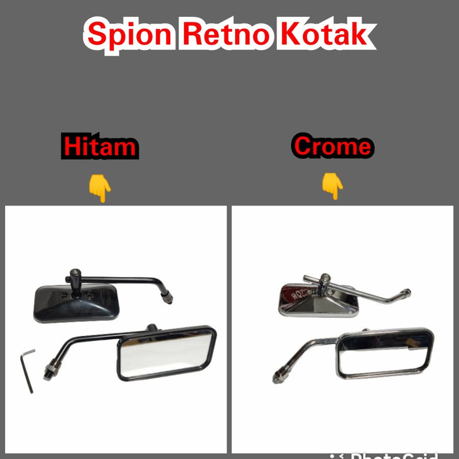 spion Retno kotak crome spion classic universal Honda GL CB Vario Beat Supra Revo dll