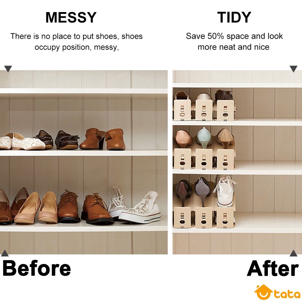 Plain Double Layer Adjustable Simple Shoe Bracket Dust Storage Shoe Rack Home Shoe Storage Rack Tata Shopee Indonesia