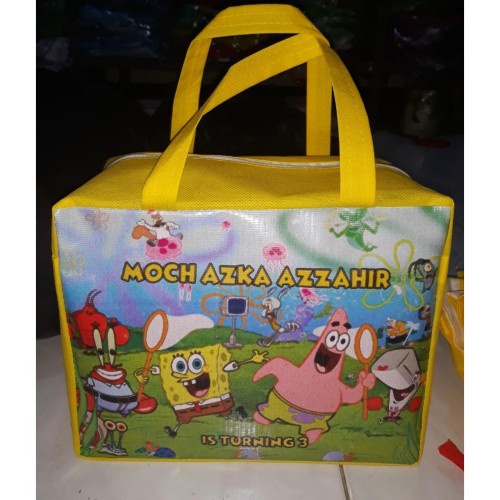 

Tas ultah anak model resleting double jinjing Spongebob / Custom