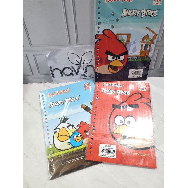 ISI FILE merek KIKY atau Big Boss/LOOSE LEAF/isi kertas File polos/isi binder-ANGRYBIRD (50LBR)
