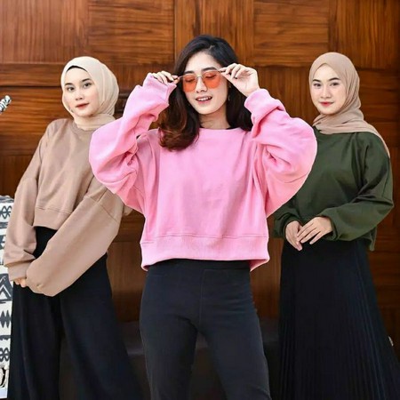 Tq88indonesia Baju Sweater Crop Wanita Terbaru / Oversize Lenka Cropee Switer / Busana Santai  / Outer Cewek / Ootd / Outfit