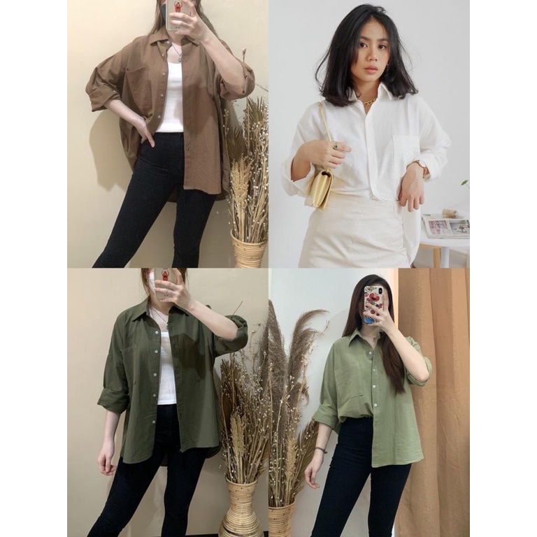 Kemeja Linen / kemeja linen wanita / Kemeja oversize / atasan oversize /kemeja blouse wanita / atasan kemeja wanita / kemeja wanita oversize linen/ olivia shirt/ kemeja linen oversized/ kemeja oversize linen wanita