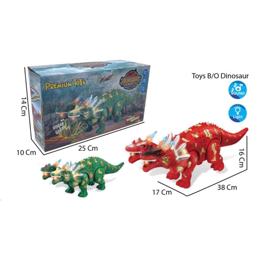 Mainan Anak PREHISTORIC DINOSAUR Mainan Dino Kepala Dua Musik &amp; Lampu