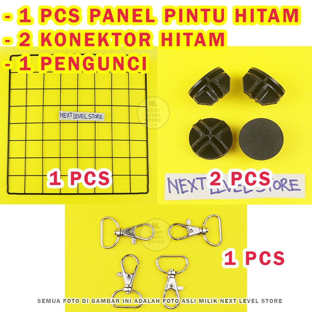 DIY Panel Pagar Kandang 35x35cm Anjing Kucing Kelinci Kura Lemari Rak Sepatu Tanaman - Pilih di VARIASI-PintuHitam+2Konektor