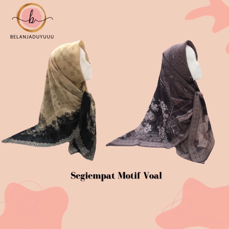 Hijab Voal Motof Segiempat / Voal  printing / voal motif / segiempat motif / hijab voal motif / hijab motif / hijab segiempat motif