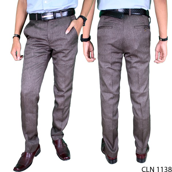 Celana Bahan Formal Slim Fit Pria Katun Abu CLN 1138