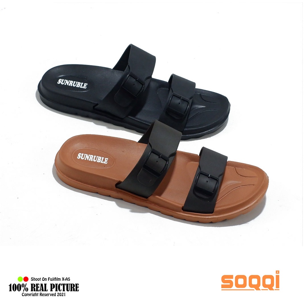 Sandal slop karet pria import original sendal selop cowok laki laki dewasa model casual slide tali 2 branded Soqqi-Dk 519 1SX promo lebaran murah bisa cod 40-44-2