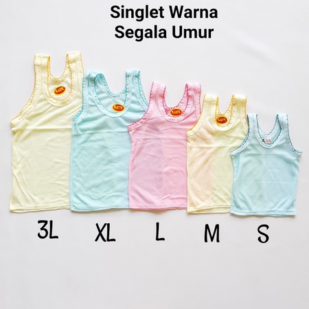 Kaos Dalaman Singlet Anak Bayi Warna * isi 6 PCS * Size S-M-L-XL-3L * Real Picture * Good Quality