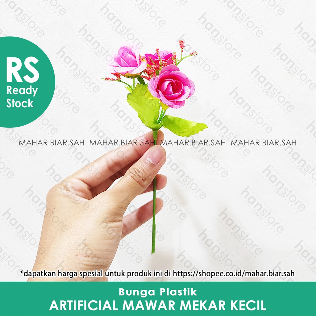 1 Pcs Bunga Artificial Mawar Mekar Kecil / bunga dekorasi mahar / bunga plastik / SHABBY / Dekorasi-1