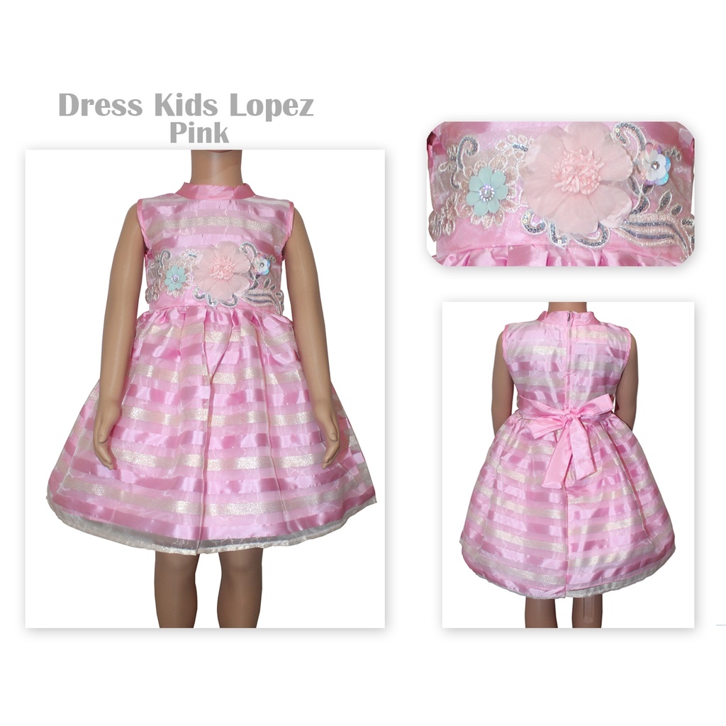 Dress Kids Lopez/Dress Bayi Umur 1-3tahun Tanpa Lengan/Baju Anak Bayi Motif Saten  Murah Real Picture