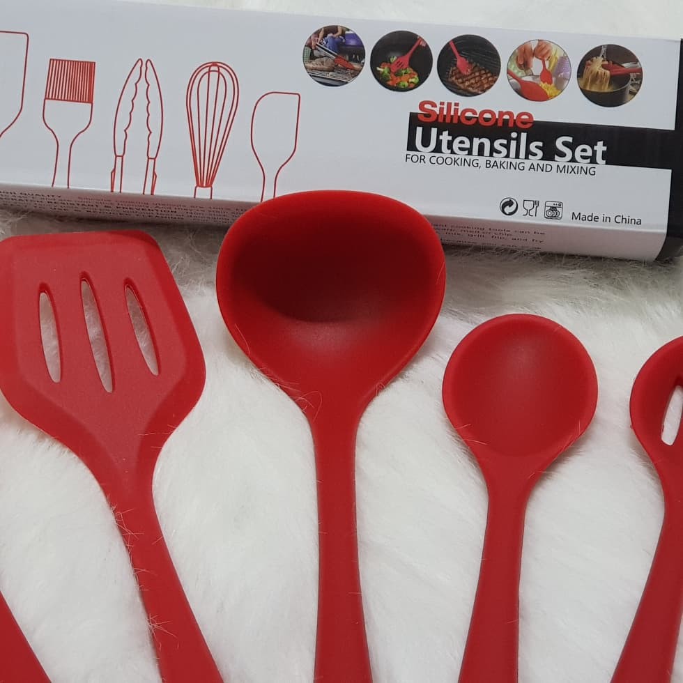 5pcs silicone spatula COOKING utensil set / set alat masak sutil silikon spatula