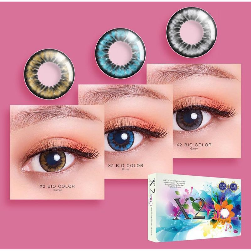 SOFTLENS X2 BIO COLOR NORMAL &amp; MINUS -0.50 sd -6.00 FREE LENSCASE DIA 14.5MM GREY &amp; HAZEL - BY EXOTICON / Softlen Soflen Soflens