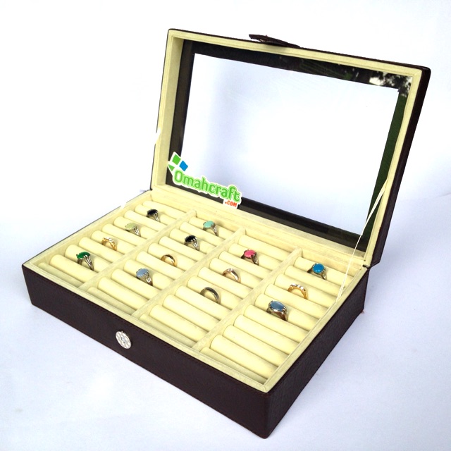 Box Cincin UNIVERSAL / Ring Box / Tempat Cincin / Kotak Cincin Warna Brown Crem