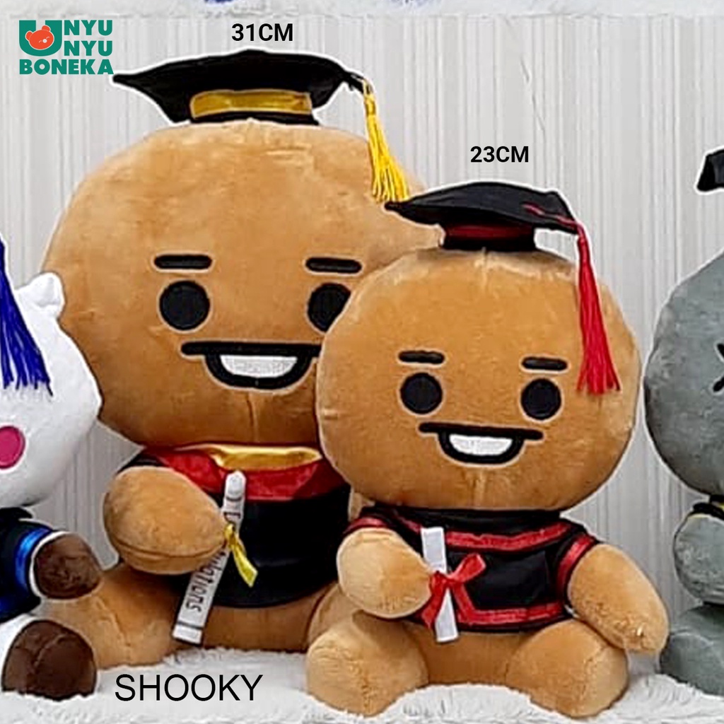 boneka toga wisuda bts chimmy tata koya shooky rj van souvenir graduation