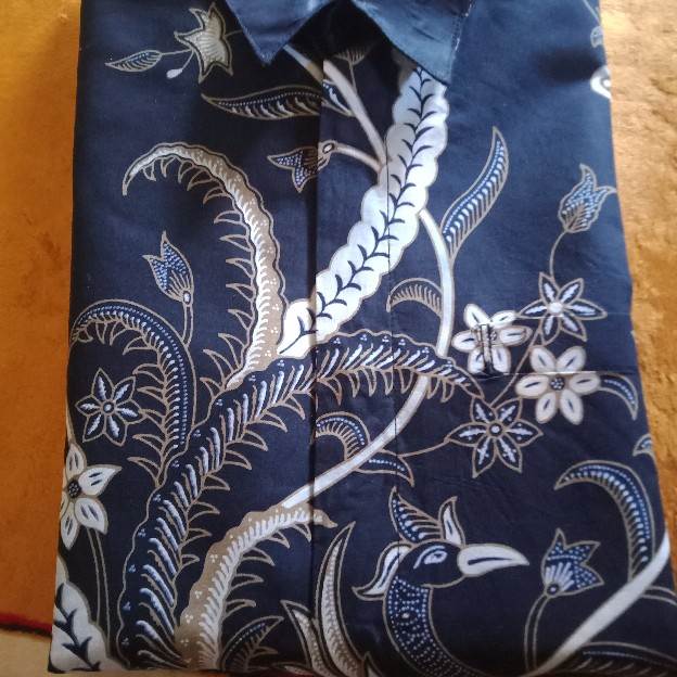 Batik Pria Merak Khayangan Biru Size M - Xxl  Batik Solo Katun Sragenan Full Furing