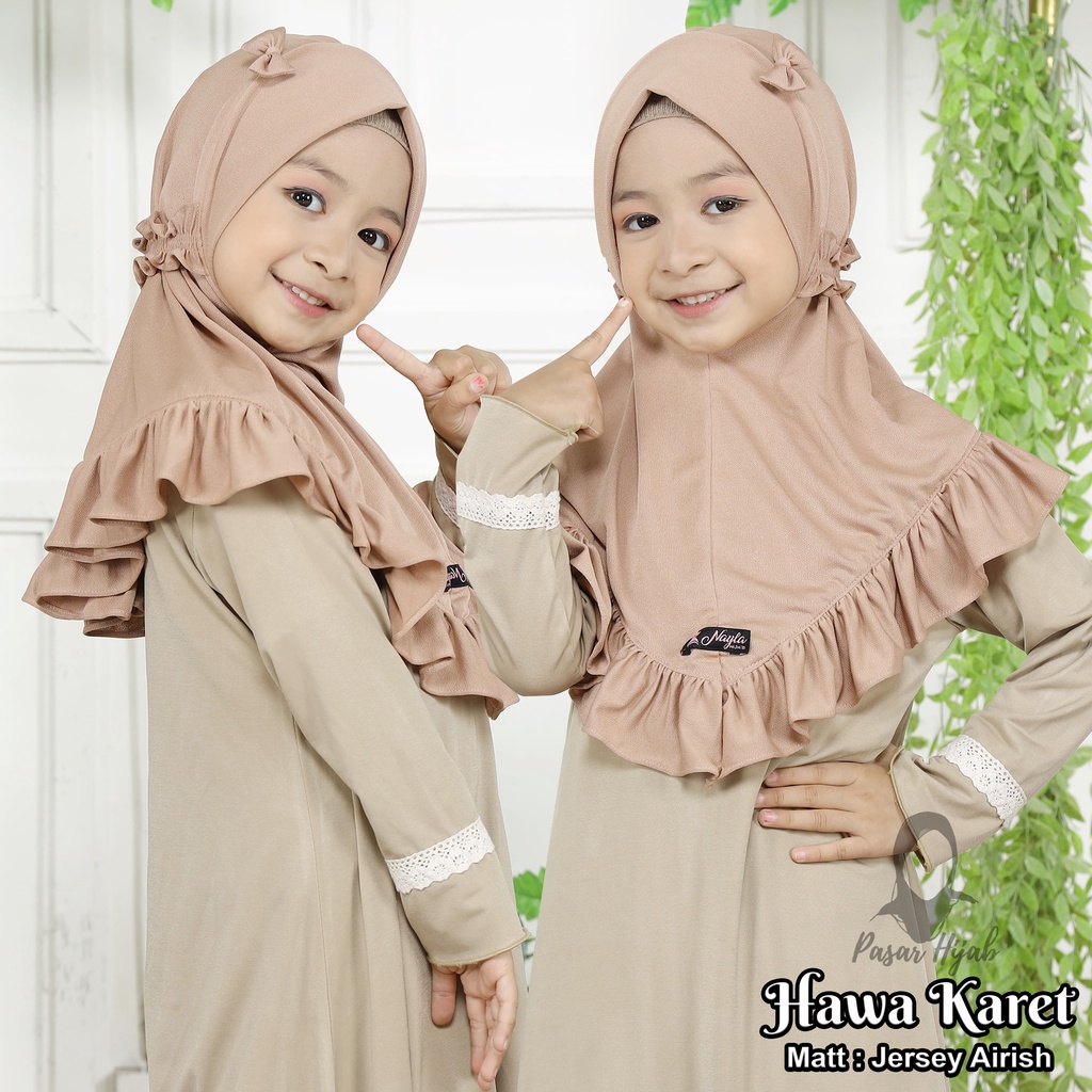 Jilbab Anak Hawa Karet Usia 2 - 5 tahun Kerudung Anak Jersey Airis Pasar Hija'b