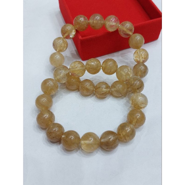 Gelang Batu Manik Sedana Batu Gold Rutille STONE GOLDEN HAIR 6mm 8mm 10mm - Import