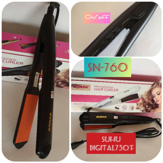 Catokan sonar sn-760 catok 2in1 curly kriting rambut Pelurus rambut profesional suhu Rebonding murah