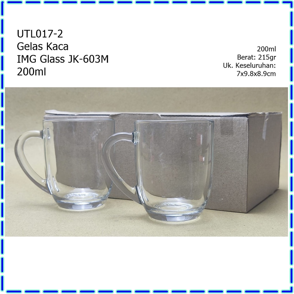 [Set 6 pcs] UTL017-2 Gelas Kopi Kaca IMG Glass JK-603M 200ml