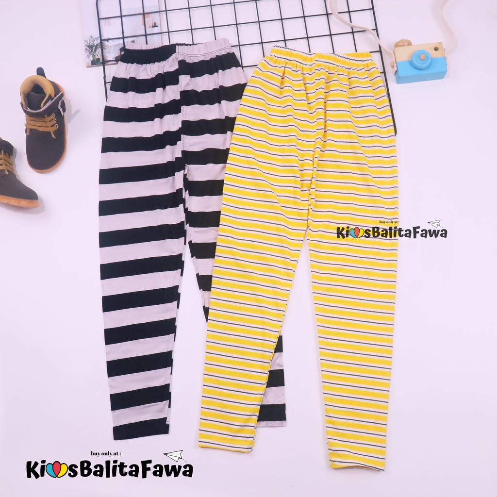 Legging Salur uk 8-10 Tahun / Leging Panjang Celana Motif Garis Anak Perempuan Tanggung Murah Adem