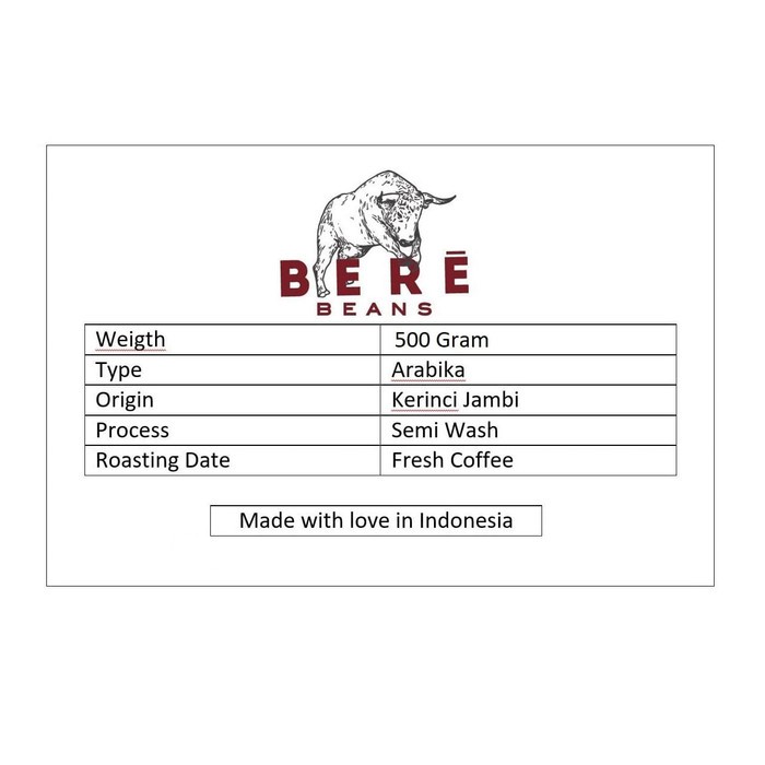 Kopi Arabika Kerinci Jambi 500 GRAM Biji / Bubuk Giling  Biji Kopi Coffee Bean