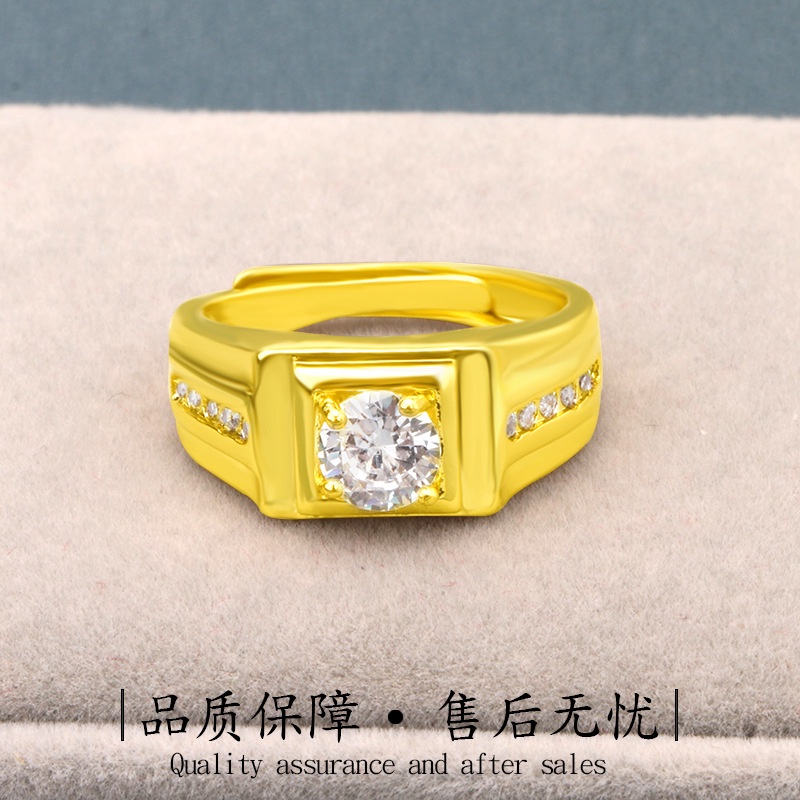 Cincin Emas Asli Kadar 375 Hias Berlian Zirkon Gaya Korea Untuk Pria