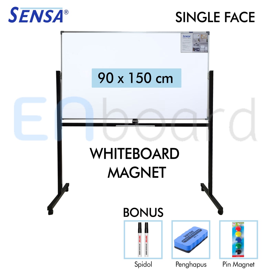 

Papan Tulis Whiteboard / White Board Standing Magnet Single Face Sensa 90 x 150 cm