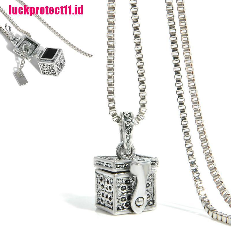 (LUCK) Kalung Rantai Dengan Liontin Bentuk Abu Kremasi Mini Bahan Metal Warna Silver