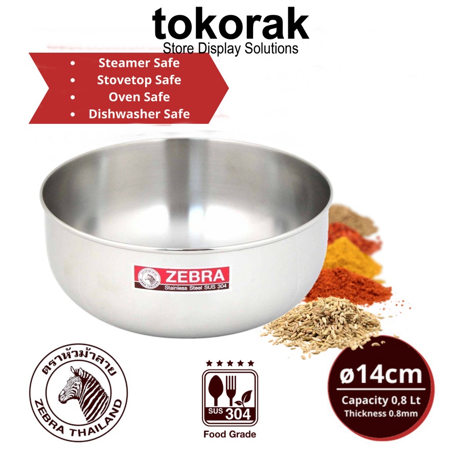 ZEBRA WATER BOWL 14 CM 111014- MANGKOK KOBOKAN - MANGKOK STAINLESS