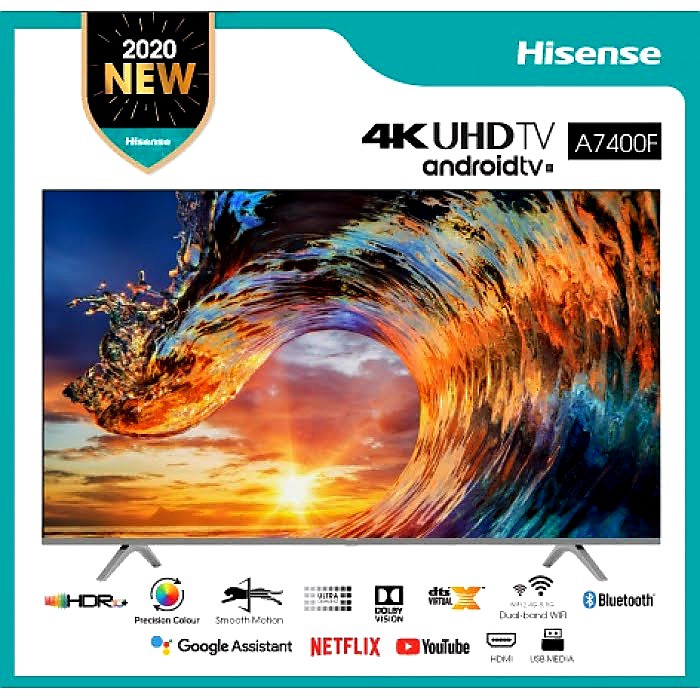 Led Tv 55 Inch Hisense 55A7400F Smart Android 9.0 4k Uhd Tv Bluetooth