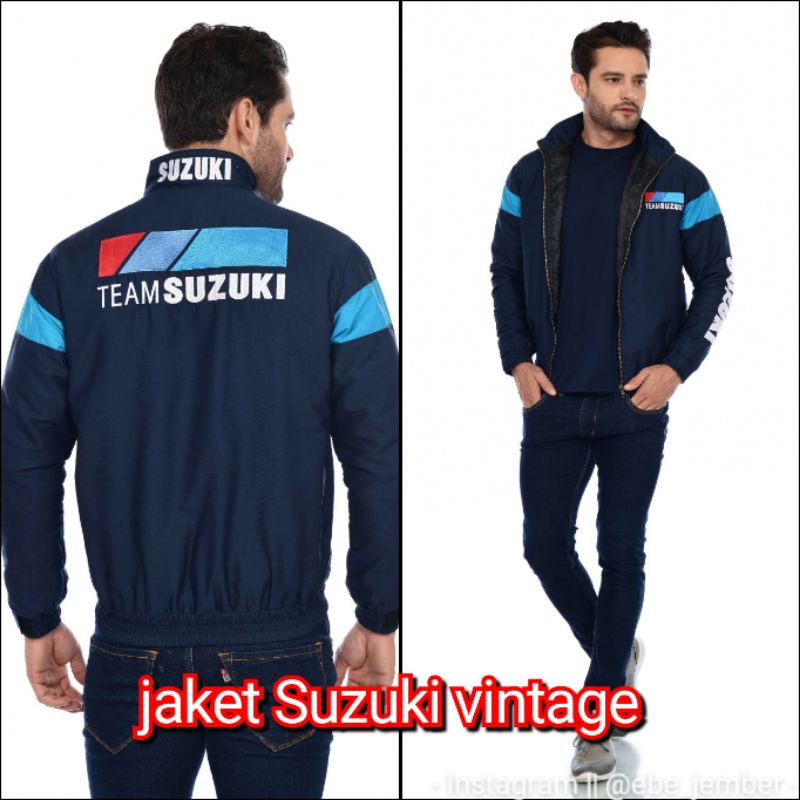 jaket team suzuki vintage klasik