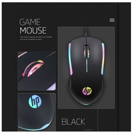 ITSTORE Mouse Gaming HP M160 - 1000DPI RGB USB Wired garansi resmi 1 tahun Optical Mouse USB