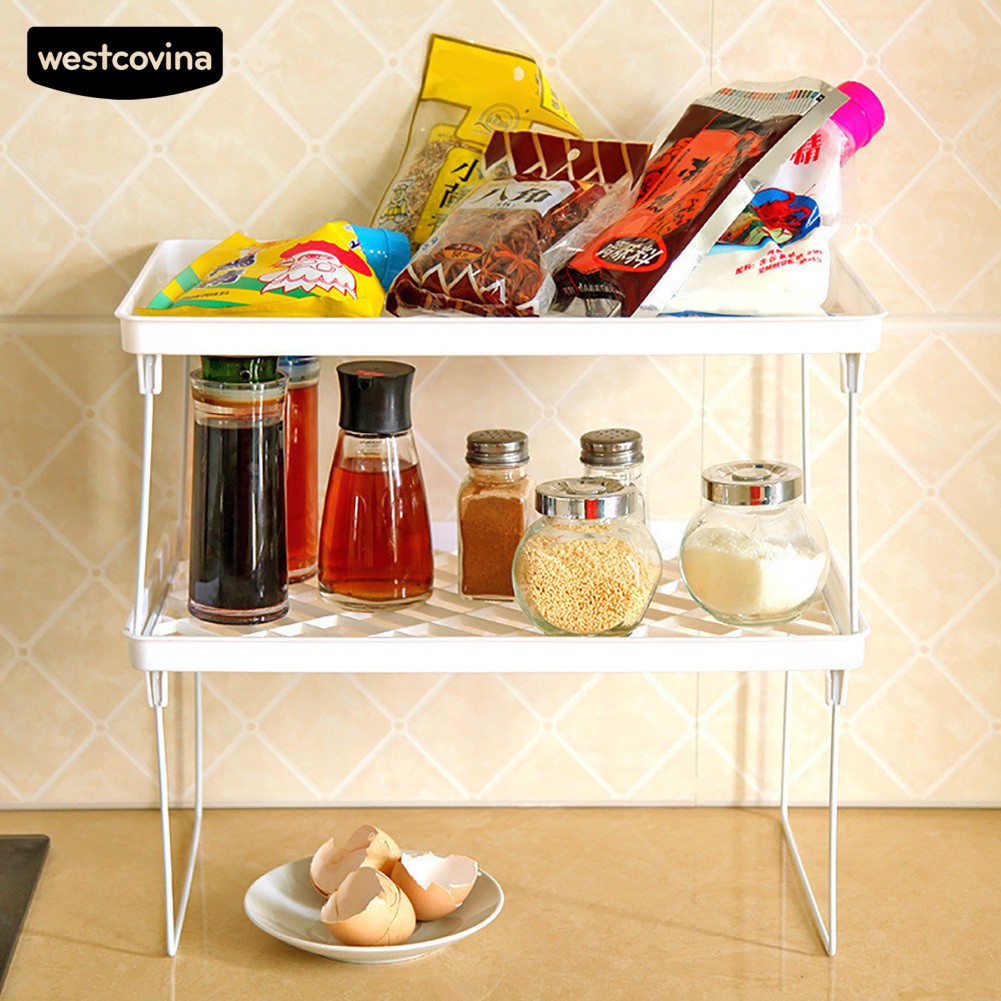 Westcovina Kitchen Storage Rack Folding Shelf Stackable Holder Bathroom Cabinet Organizer Shopee Indonesia