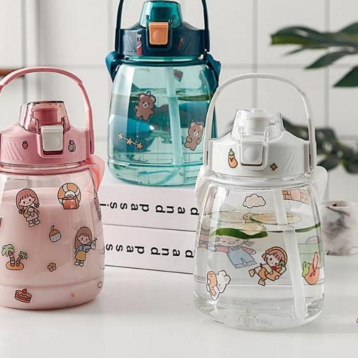 ✨ COD Botol viral Gemoy Bening Minum 1,3 liter Gradiasi Motivasi Anak Sekolah Korea 
