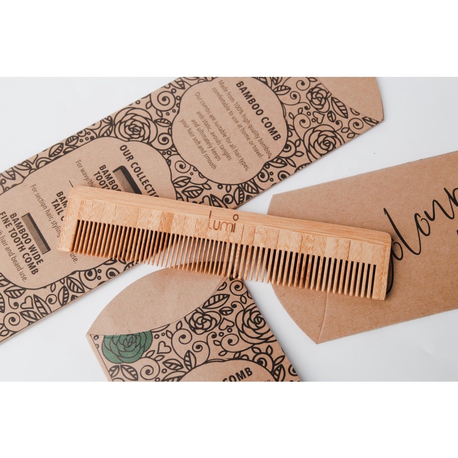 Lumi Bamboo Wide Fine Tooth Comb