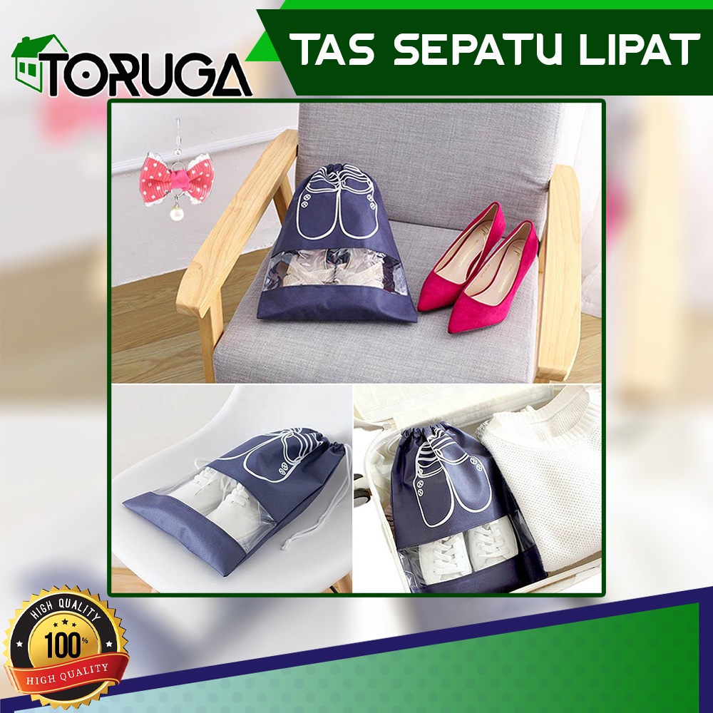 TAS KANTONG LIPAT SEPATU SANDAL SENDAL - TRAVEL SHOES PORTABLE BAG