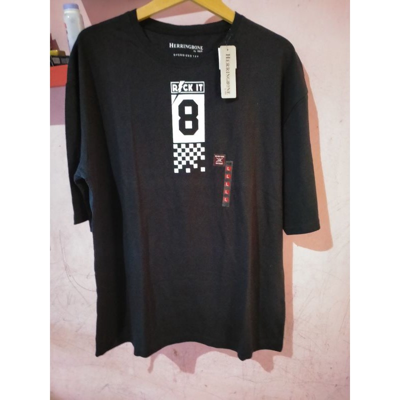 Kaos HERRINGBONE Oversize Hitam Rock It Size L