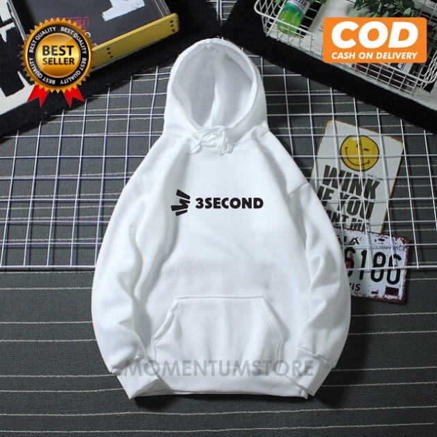 Sweater Hoodie 3Second Warna Putih Pria Wanita Terlaris Hoodie Oversize Pria Kekinian Sweater 3 Seco