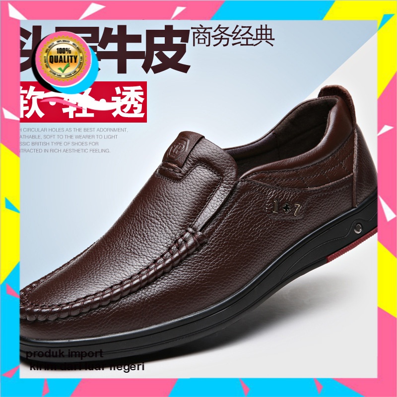 Sepatu Lapisan  Kulit Sapi  Pria Pria Bisnis Formal Kulit Fashion Pria    British Satu Pedal slip-On