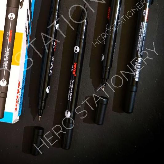 

☁ Spidol permanen dual tip permanent marker joyko PM-31 tinta hitam . 12 unit ◊