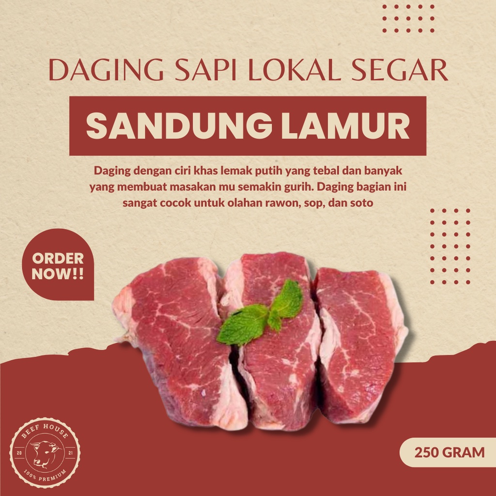 Jual Daging Sapi Lokal Segar Sandung Lamur Fresh Gram Shopee Indonesia