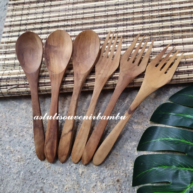 TERBARU TERMURAH SENDOK GARPU KAYU JATI / sendok makan / sendok murah / sendok kayu / kerajinan kayu
