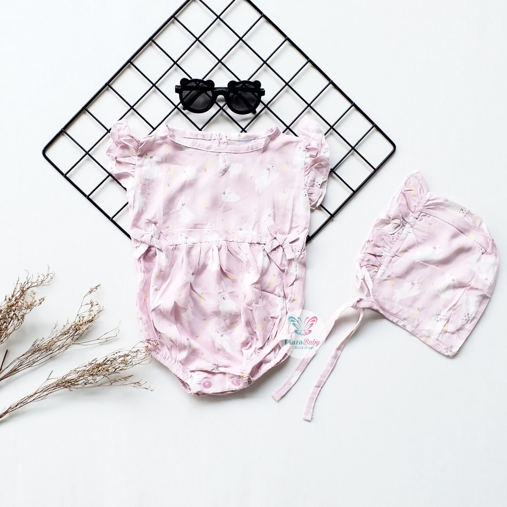 PROMO 7.7 plazababyku  MX ROMPER EMMA setelan bayi motif bunga yang lucu free bonnet PART2