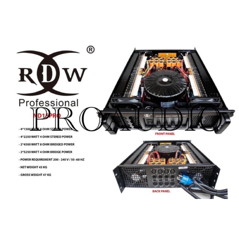 POWER AMPLIFIER 4 CHANNEL RDW ND15PRO / ND 15PRO / ND 15 PRO ORIGINAL