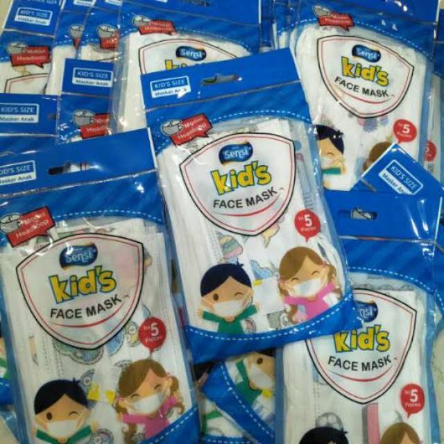 masker anak isi 5 termurah Sensi kids face mask anti virus masker sensi nexcare surgical mask