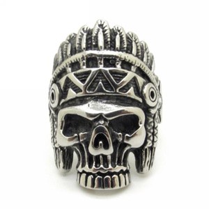cincin tengkorak titanium skullring Apache chief head Biker jewelry